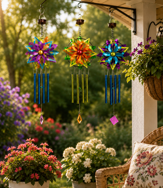 Solar Kinetic Wind Chime w/ Metal Stand