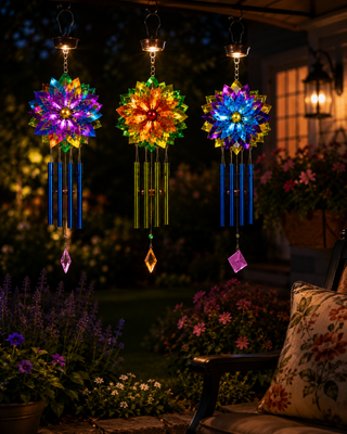 Solar Kinetic Wind Chime w/ Metal Stand
