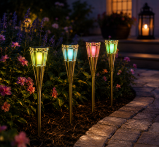 Citronella Bamboo Torch w/Heat Activated Color Change LED