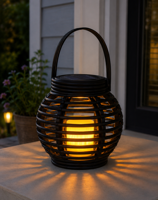 Solar Dark Brown LED Candle Lantern with Shepherd's Hook