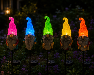 Solar Colored Hat Gnome Garden Stake w/ LED