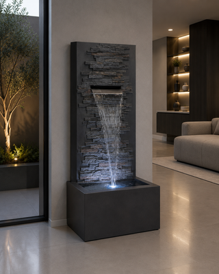 Modern Stone Wall Fountain with LED Lights