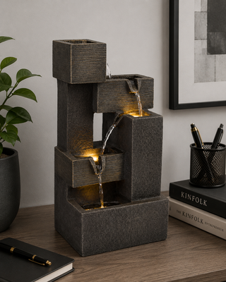 Multi-tier Cascading Fountain with Warm White LED Lights