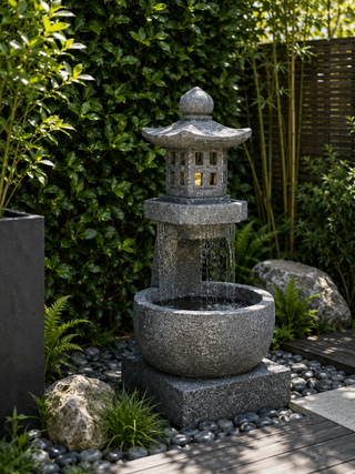 Tall Tranquil Zen Pagoda Water Fountain with LED Lights
