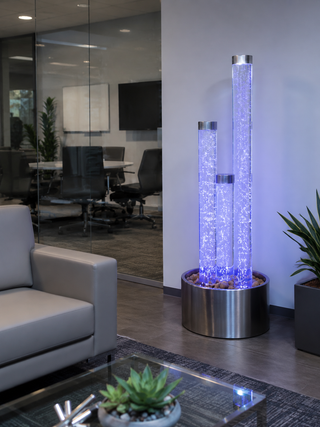 3-Tiered Silver Base Bubble Fountain w/16 Lighting Functions