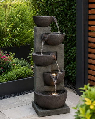 5-Tier Bowls Waterfall Fountain with LED Lights