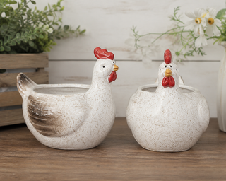 Ceramic Hen Planter with Drainage Hole