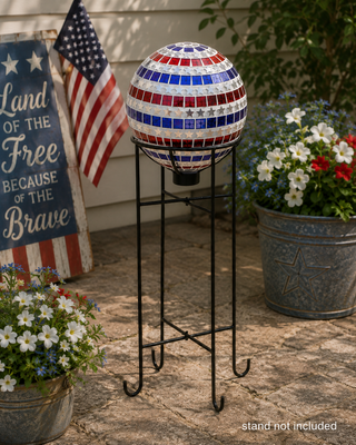 Gazing Globe with Patriotic Stars and Stripes