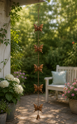 Metal Hanging Butterfly Chain Rain Catcher