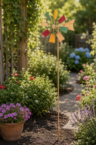 Multi-Color Kinetic Windmill Garden Stake