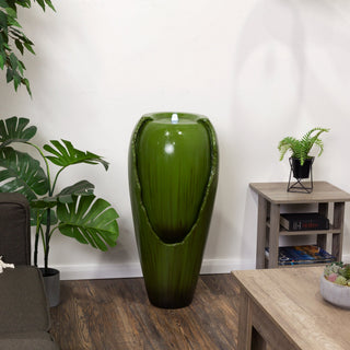 Jar Fountain with LED Lights - Green