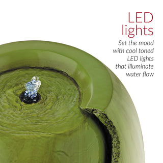 Jar Fountain with LED Lights - Green