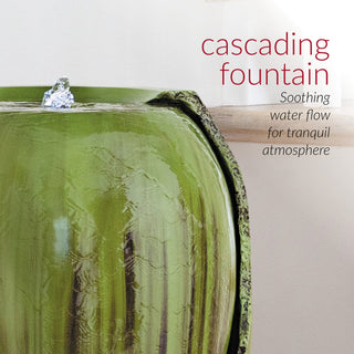Jar Fountain with LED Lights - Green