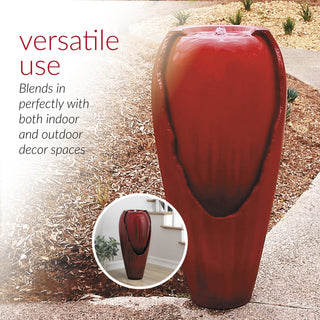 Jar Fountain with LED Lights - Red