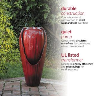 Jar Fountain with LED Lights - Red