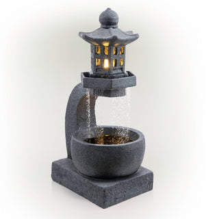 Tall Tranquil Zen Pagoda Water Fountain with LED Lights