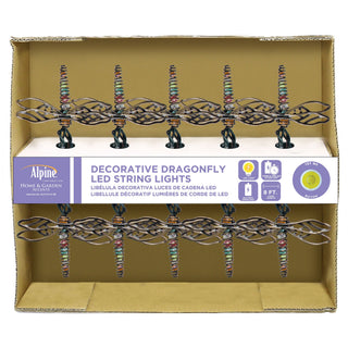 10pc Dragonfly String Lights w/Warm White LED Lights