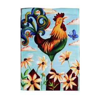 "Rooster Fence" Design Garden Flag