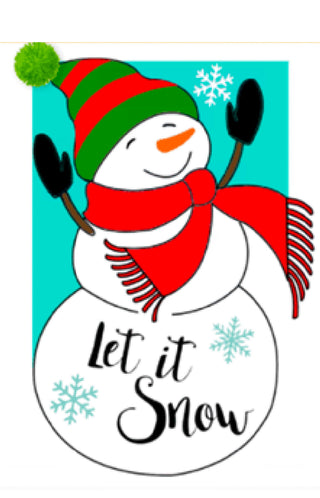 "Let It Snow Snowman Applique" Design Garden Flag