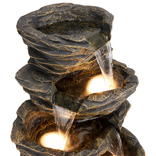 Five Tiered Rock Fountain with Replaceable Lights