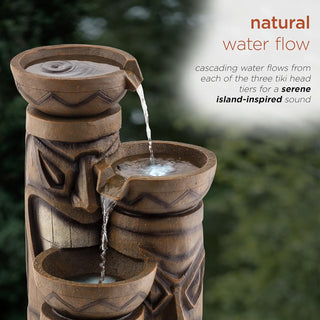 Triple Tiki Fountain with LED Lights