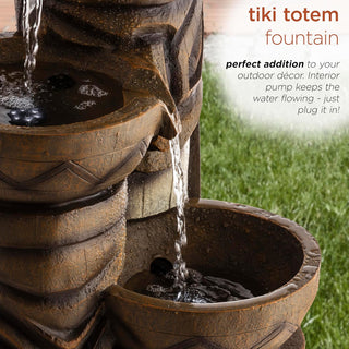 Triple Tiki Fountain with LED Lights