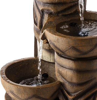 Triple Tiki Fountain with LED Lights