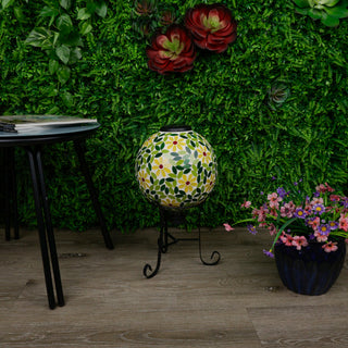Solar Mosaic Glass Gazing Globe with Stand