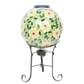 Solar Mosaic Glass Gazing Globe with Stand