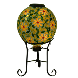 Solar Mosaic Glass Gazing Globe with Stand