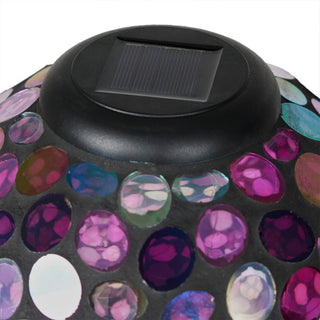 Solar Iridescent Pink Mosaic Gazing Globe with Metal Stand