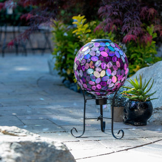 Solar Mosaic Pink Gazing Globe with Stand
