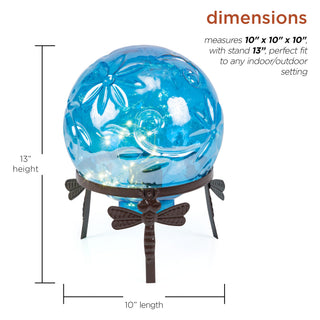 Pearlized Blue Glass LED Gazing Globe with Stand