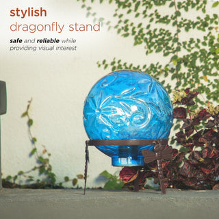 Pearlized Blue Glass LED Gazing Globe with Stand