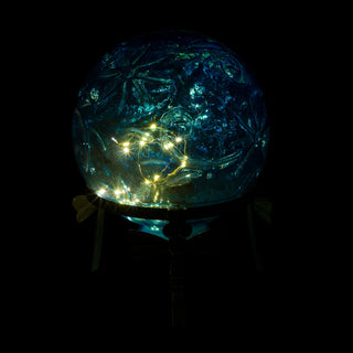 Pearlized Blue Glass LED Gazing Globe with Stand