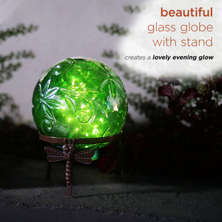 Pearlized Green Glass LED Gazing Globe with Stand