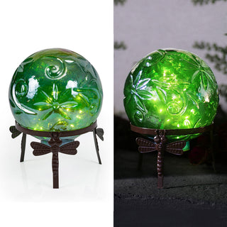 Pearlized Green Glass LED Gazing Globe with Stand