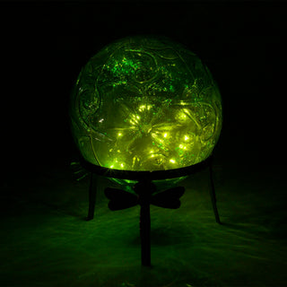 Pearlized Green Glass LED Gazing Globe with Stand