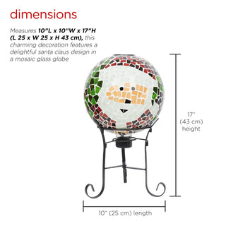Solar Santa Mosiac Glass Gazing Globe with Metal Stand