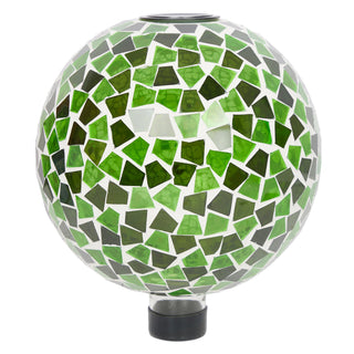 Solar Santa Mosiac Glass Gazing Globe with Metal Stand