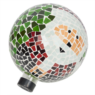 Solar Santa Mosiac Glass Gazing Globe with Metal Stand