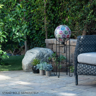 Mosaic Gazing Globe with Colorful Daisy Design