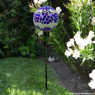 Mosaic Gazing Globe with Mirrored Floral Pattern