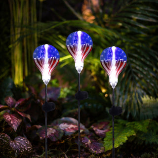 Solar Patriotic Hot Air Balloon Garden Stake
