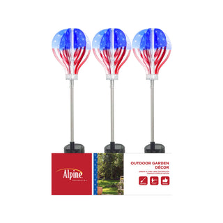 Solar Patriotic Hot Air Balloon Garden Stake