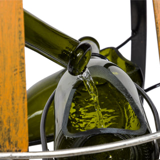 Metal Fountain with Tiered Glass Bottles