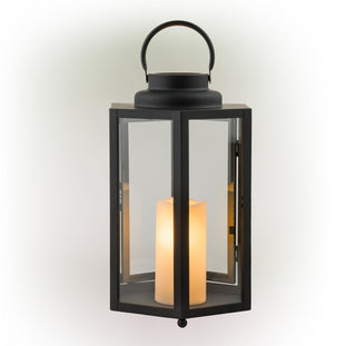 Black Hexagonal Candlelit Lantern