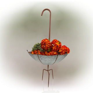 Large Rustic Outdoor UpsideDown Umbrella Planter Garden Stake