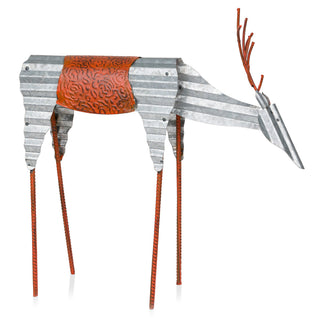 Metal Rustic Grazing Reindeer Decor