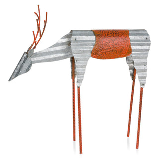 Metal Rustic Grazing Reindeer Decor